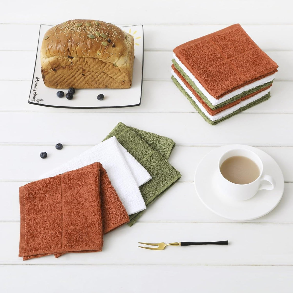 Glynniss Kitchen Dish Cloths Highly Absorbent Dish Rags 100% Cotton Wash Cloths for Washing Dishes