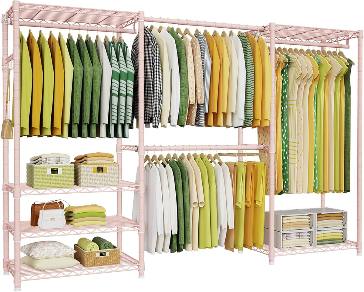 Ulif E1 Heavy Duty Closet Garment Rack, 6 Tiers Adjustable Metal Freestanding Expandable Clothing