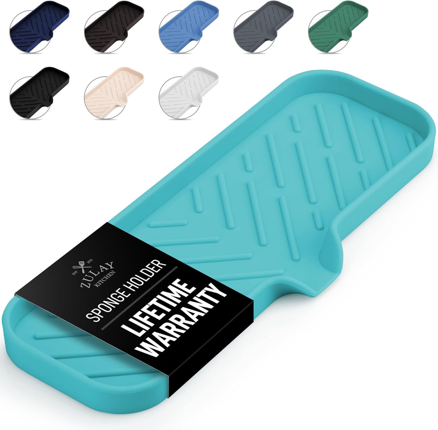 Zulay Large Silicone Sponge Holder (12x4) – Flexible Sink Organizer Tray for Kitchen & Bathroom