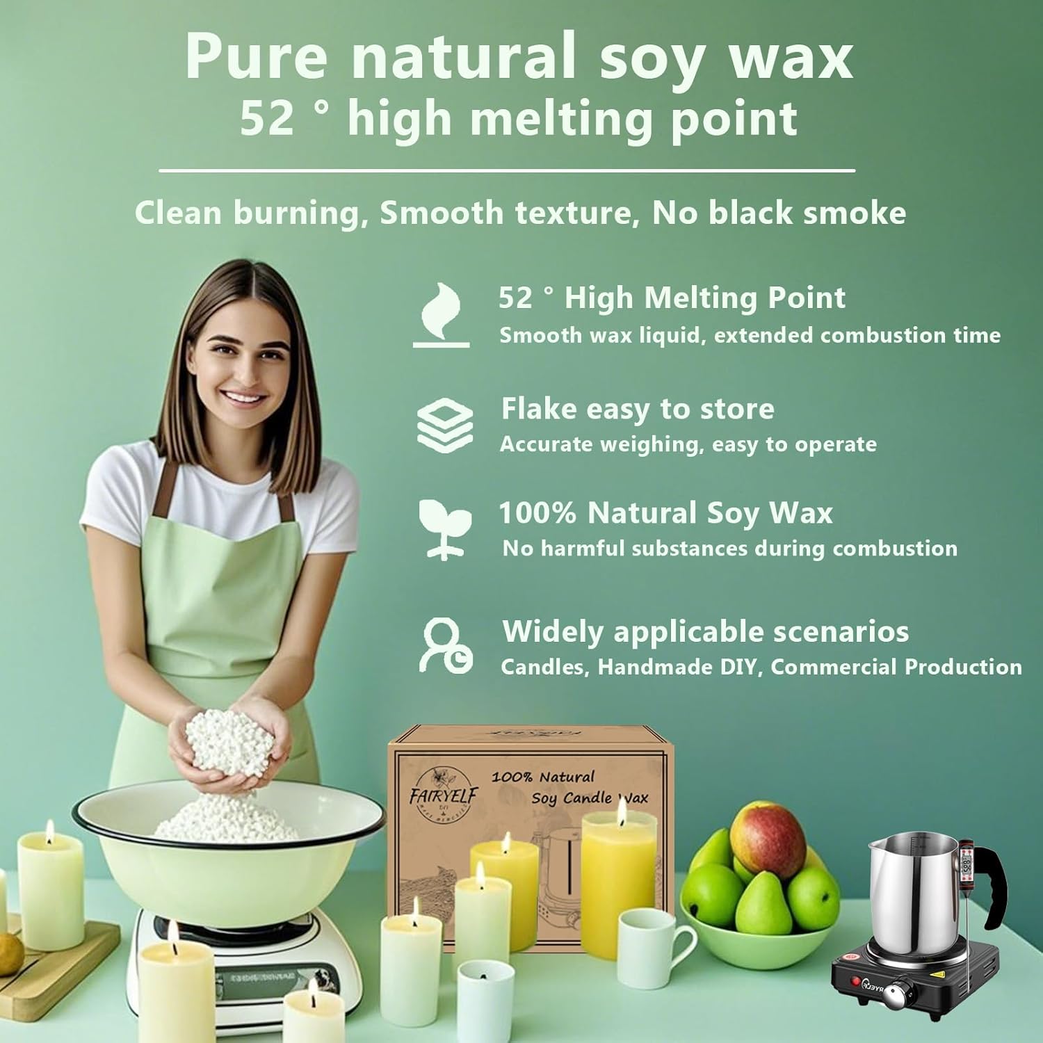 Soy Wax Candle Making Kit Supplies With Wax Melter, Natural Candle Wax for Candle Making - DIY