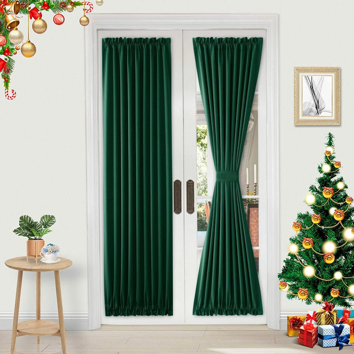 DWCN French Door Curtains – Rod Pocket Thermal Blackout Curtain for Doors with Glass Window