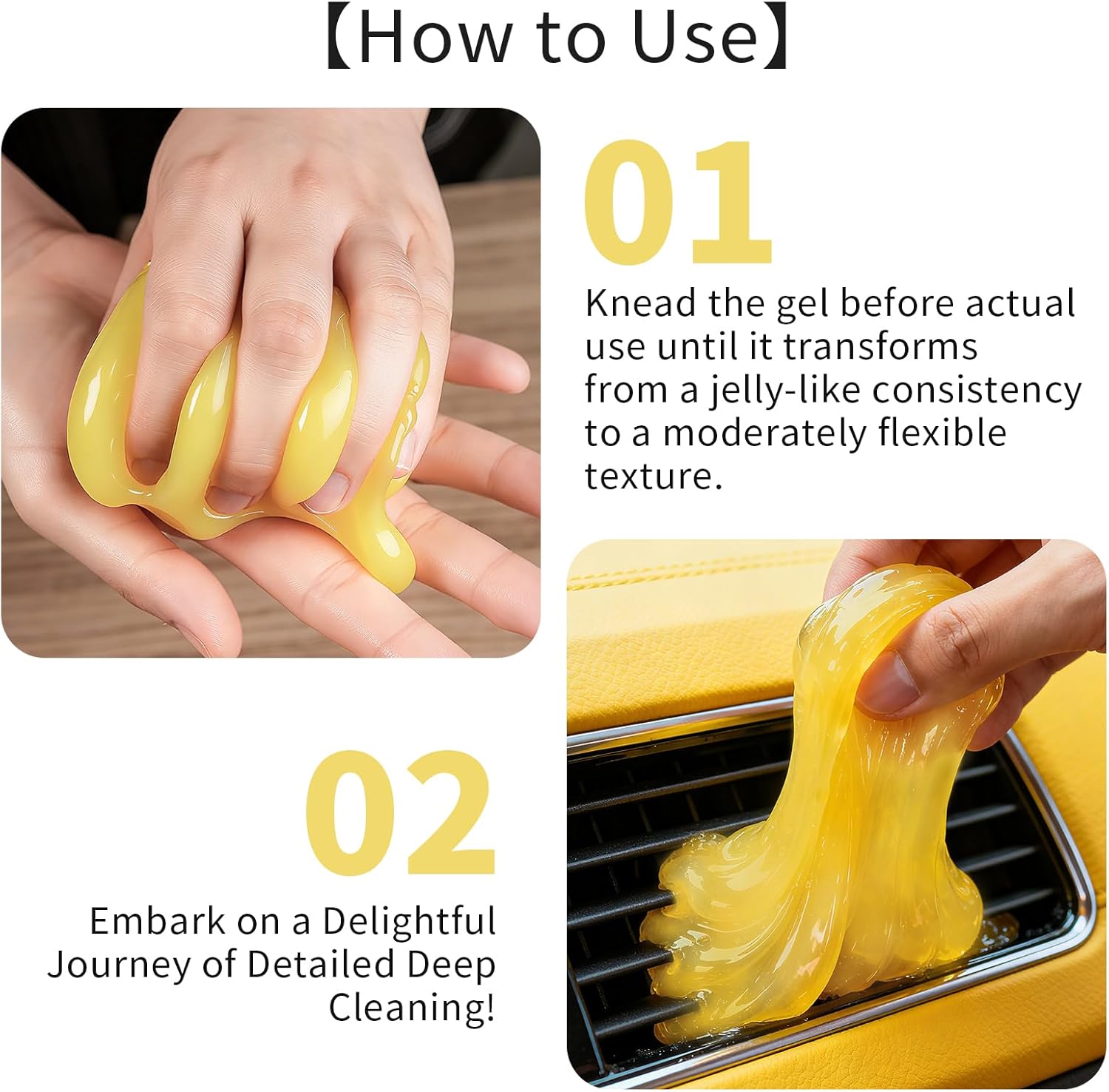 ASFSKY Car Cleaning Gel (Yellow,Lemon) Cleaning Putty Universal Dust Cleaning Car Interior Cleaner