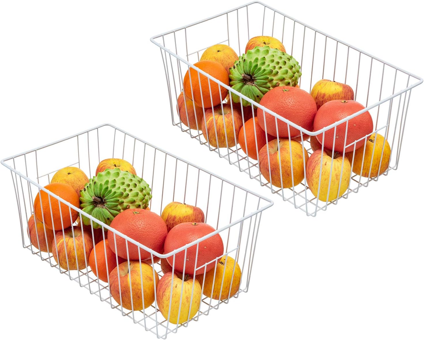 16Lx12Wx6H inch Wider Freezer Organizer Baskets Container, Refrigerator Metal Wire Storage Bins