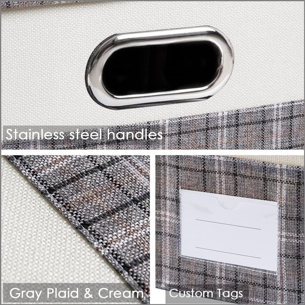 PRANDOM Large Collapsible Storage Bins with Lids [3-Pack] Fabric Foldable Storage Boxes Organizer