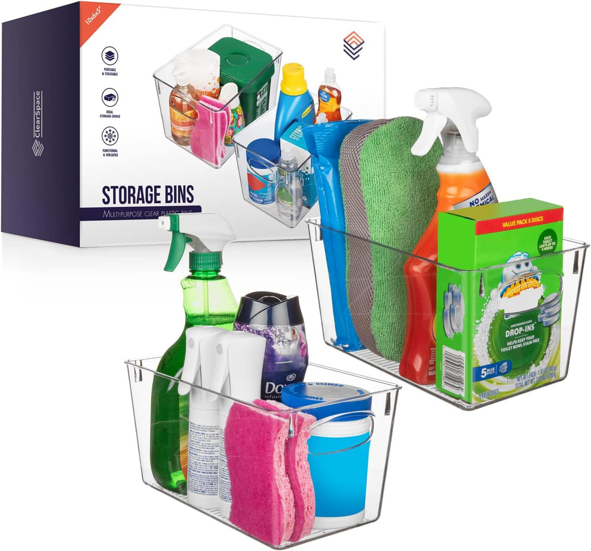 ClearSpace Clear Plastic Storage Bins – Perfect Kitchen Organization and Storage or Pantry Storage