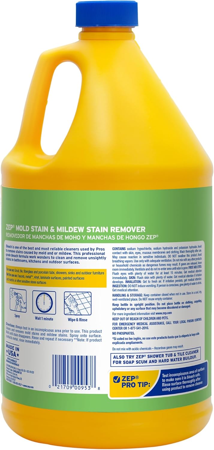 Zep Mold Stain and Mildew Stain Remover 1 Gallon (Case of 2) ZUMILDEW128 - Professional Strength No
