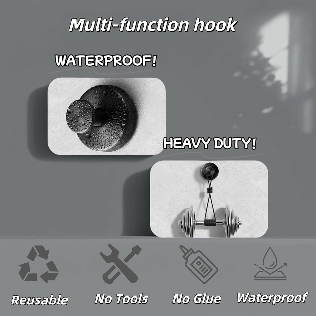 2025 Upgraded Stainless Steel Heavy Duty Suction Cup Hooks For Shower Bathroom Accessories