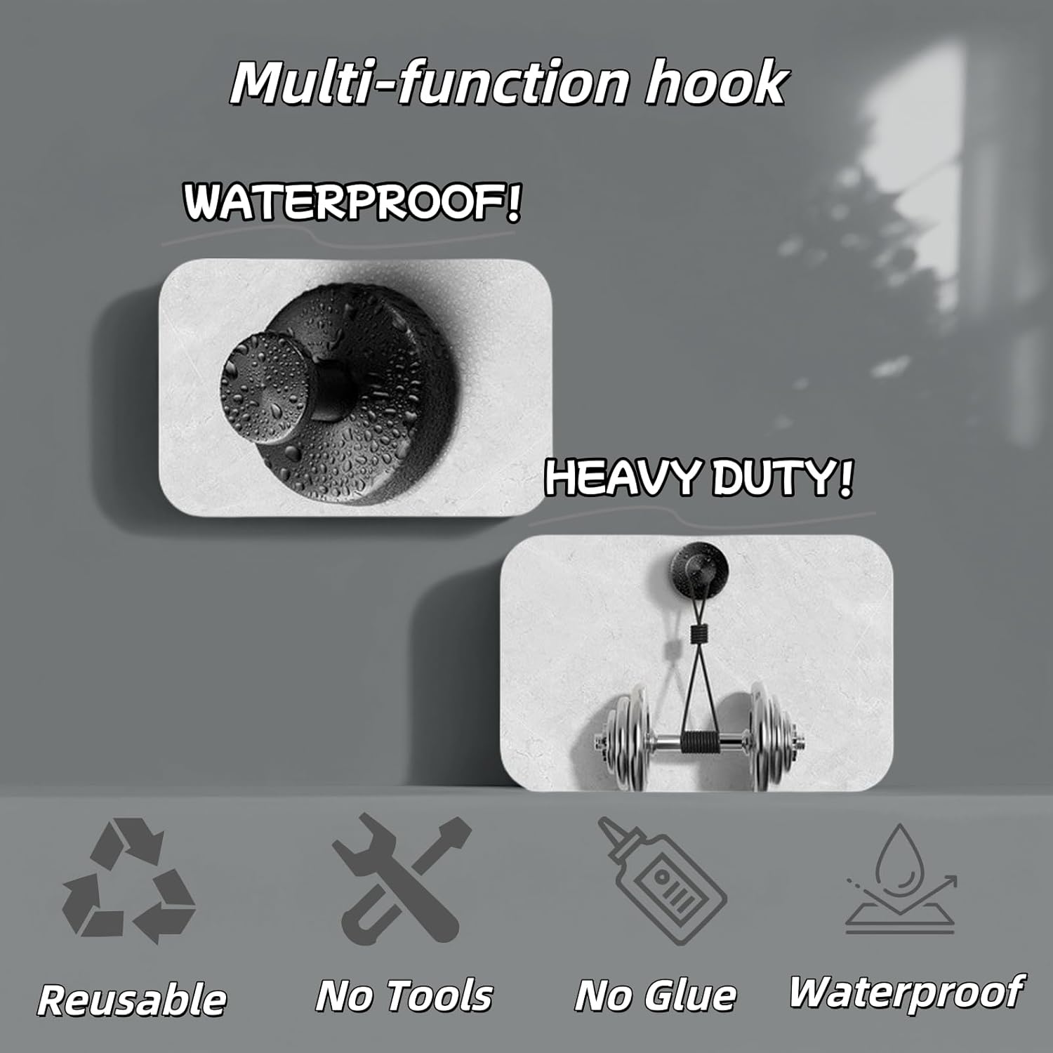 2025 Upgraded Stainless Steel Heavy Duty Suction Cup Hooks For Shower Bathroom Accessories
