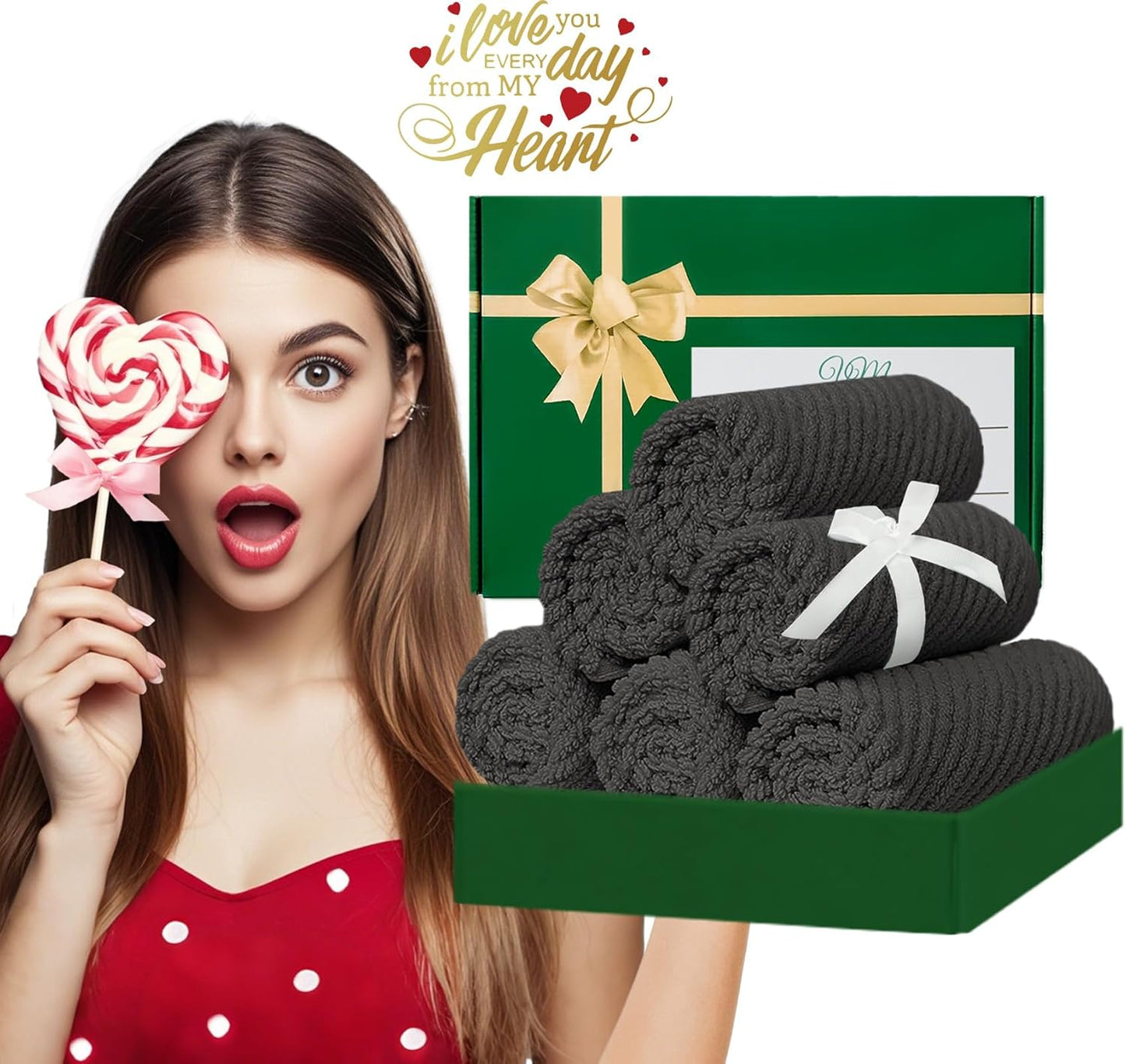 VOOVA & MOVAS Grey Washcloths (6PC, 13"x13") - 100% Cotton | Thick | Quick Dry | Light Weight, 6