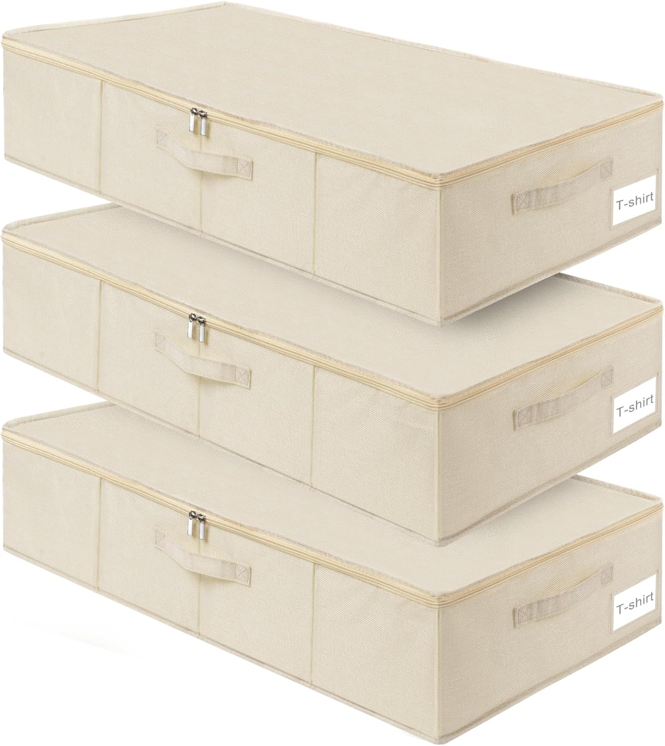punemi Underbed Storage, 3 Pack Clothing Storage Bags W/Sturdy Handles, Large Capacity Underbed