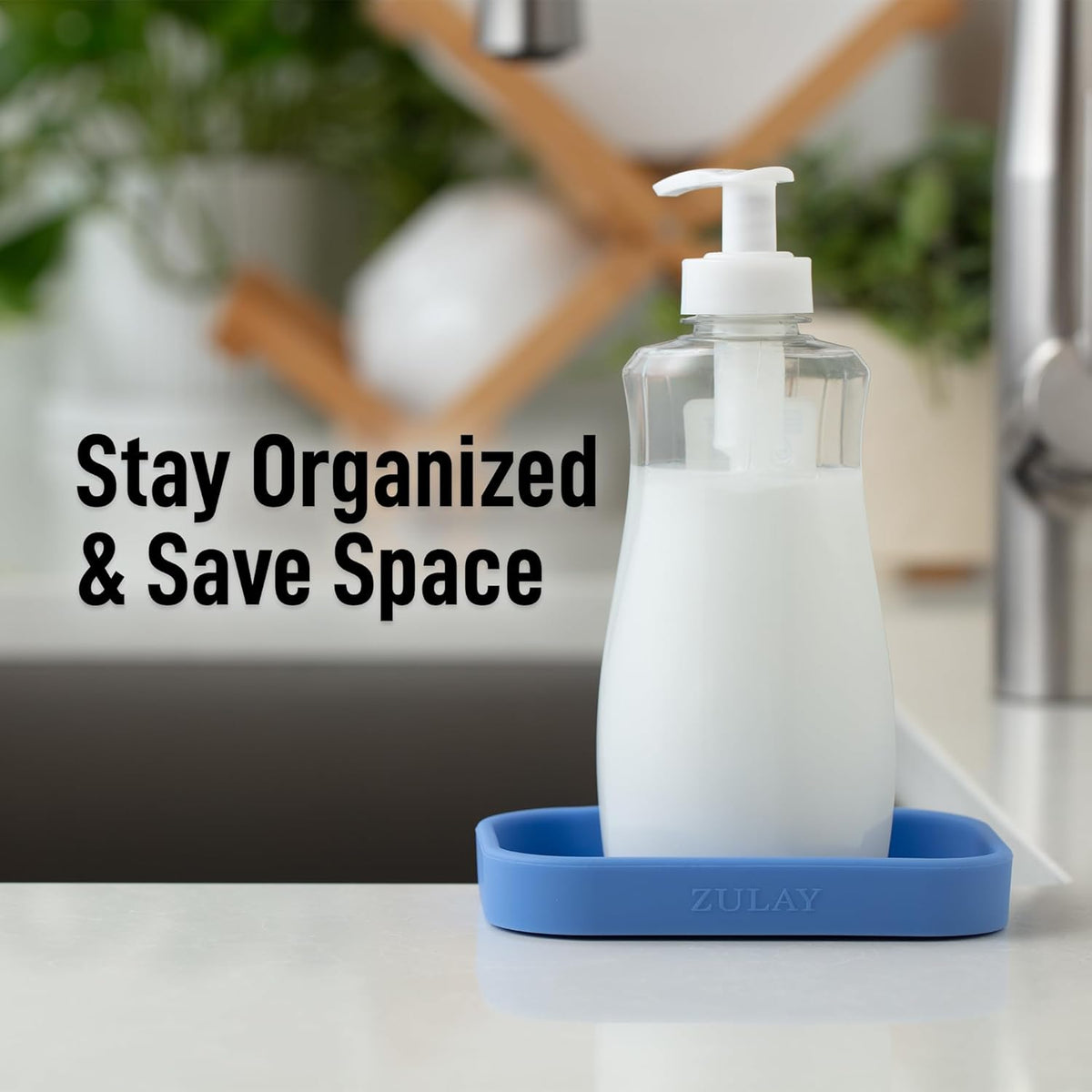 Zulay Kitchen Small Silicone Sponge Holder (4.9x3.3”) – Space-Saving Sink Organizer Tray for