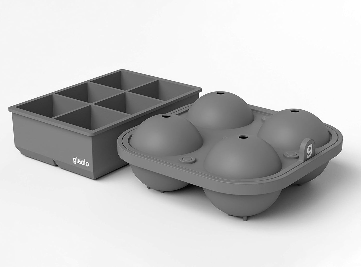 glacio Ball Ice Cube Tray and Big Ice Cube Molds for Whiskey, Slow-Melting, 100% Silicone