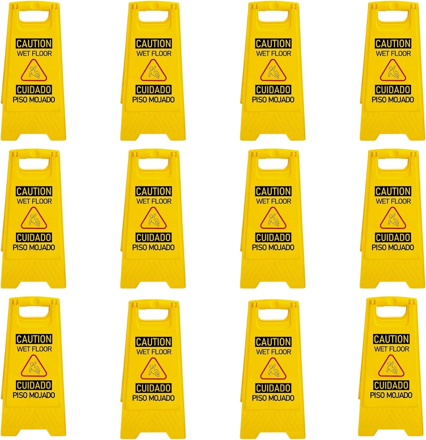 12 Pack A-Frame Caution Wet Floor Safety Signs，Foldable Double Sided Warning Boards for