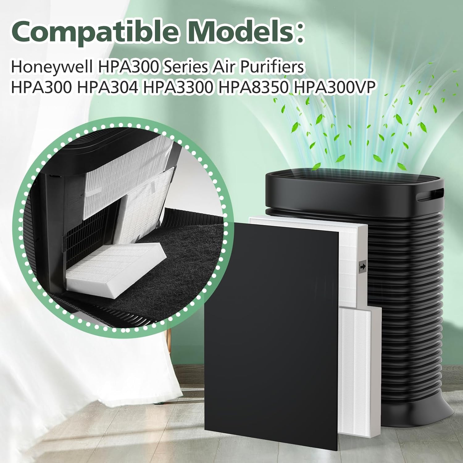 6 Pack HPA300 Hepa Filter Replacement Compatible with Honeywell HPA300 HEPA Air Purifier, Fits for