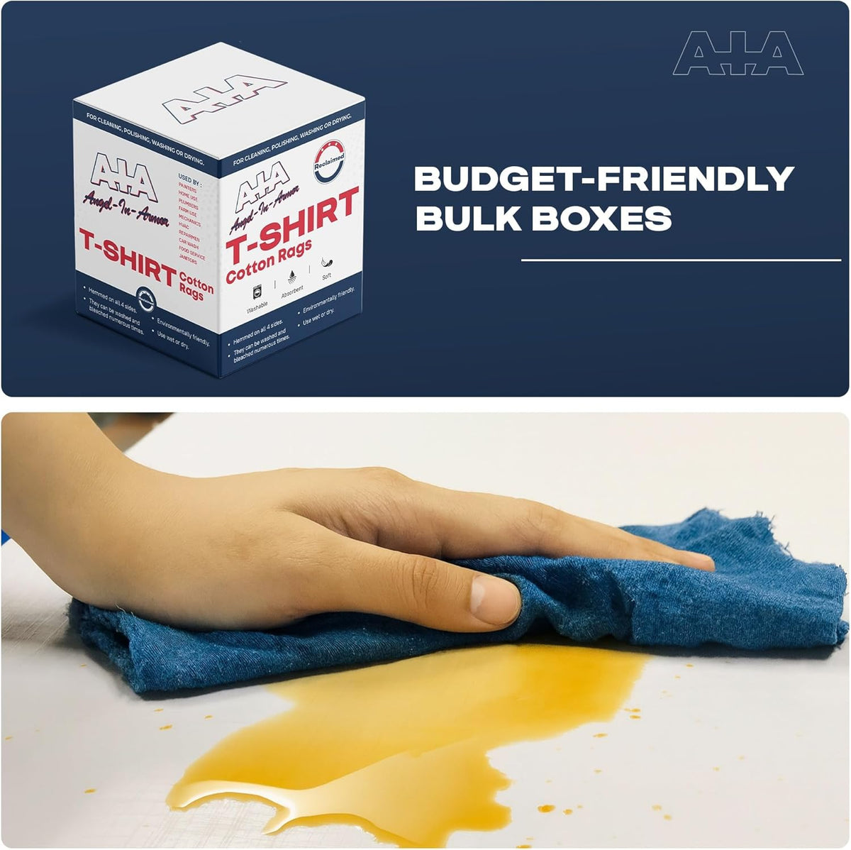 Angel-in-Armor Colored T-Shirt Rags – 25lb Bulk Box of Recycled Cotton Knit Shop Rags – Low Lint