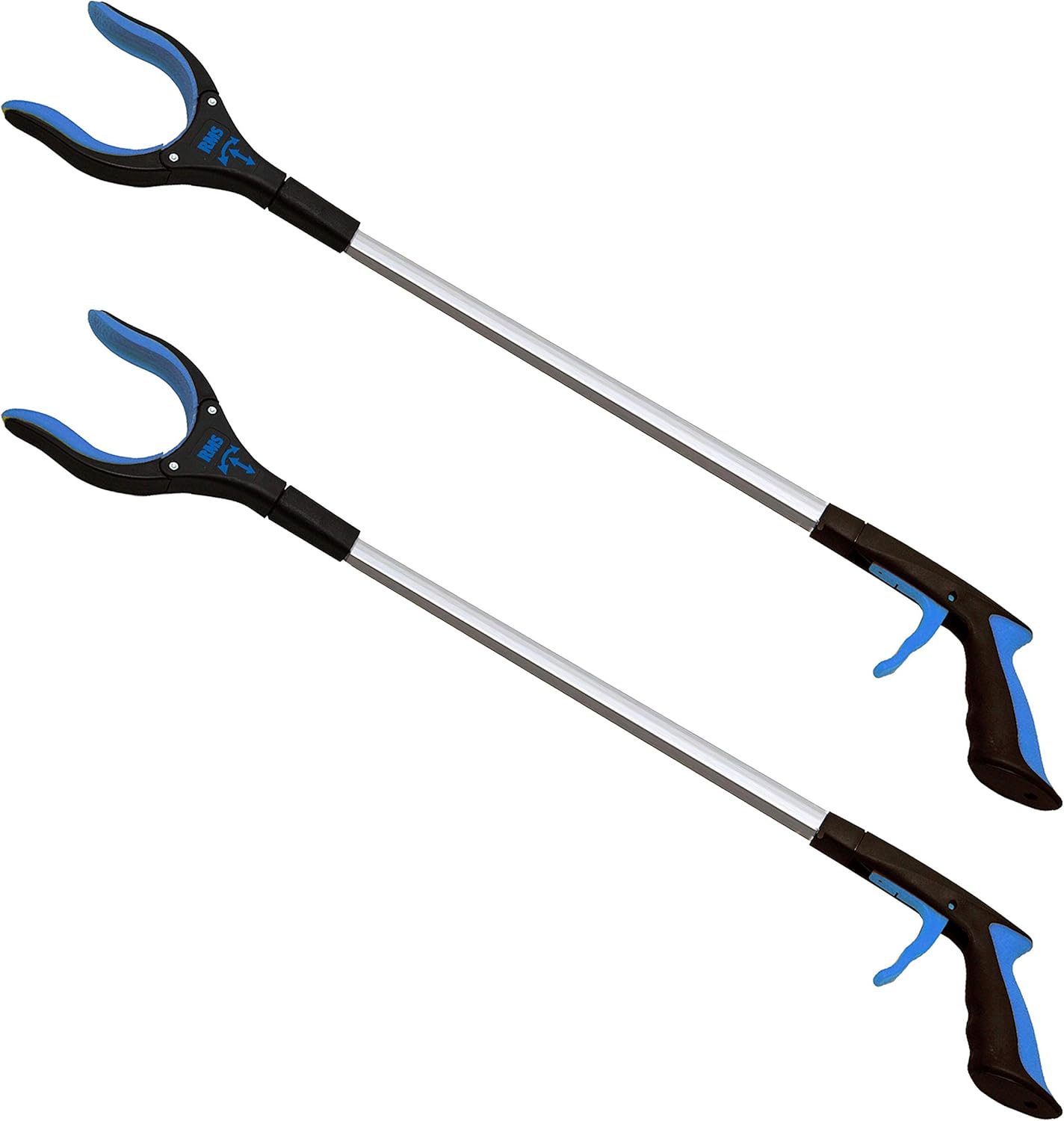 RMS 2-Pack 32 Inch Extra Long Grabber Reacher with Rotating Jaw - Mobility Aid Reaching Assist Tool
