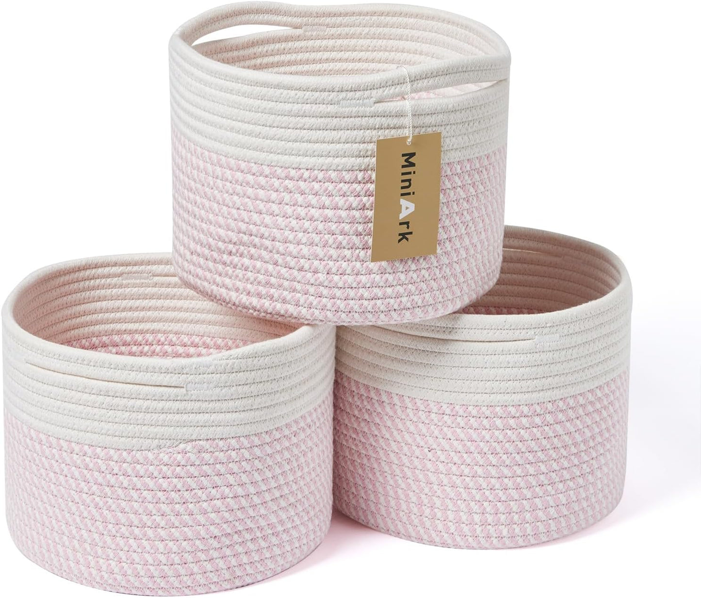 Small Basket for Organizing | Cube Shelf Closet Storage Baskets | 9.7×9.7×7.1” | Woven Rope Gift