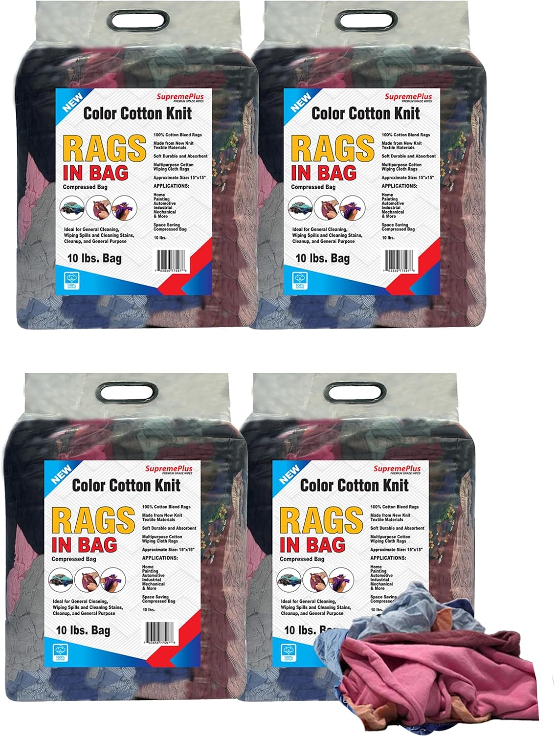 Premium Color Knit Cleaning Rags (10 lb. Bag - Pack of 4) – Shop Rags Bulk for Workshops