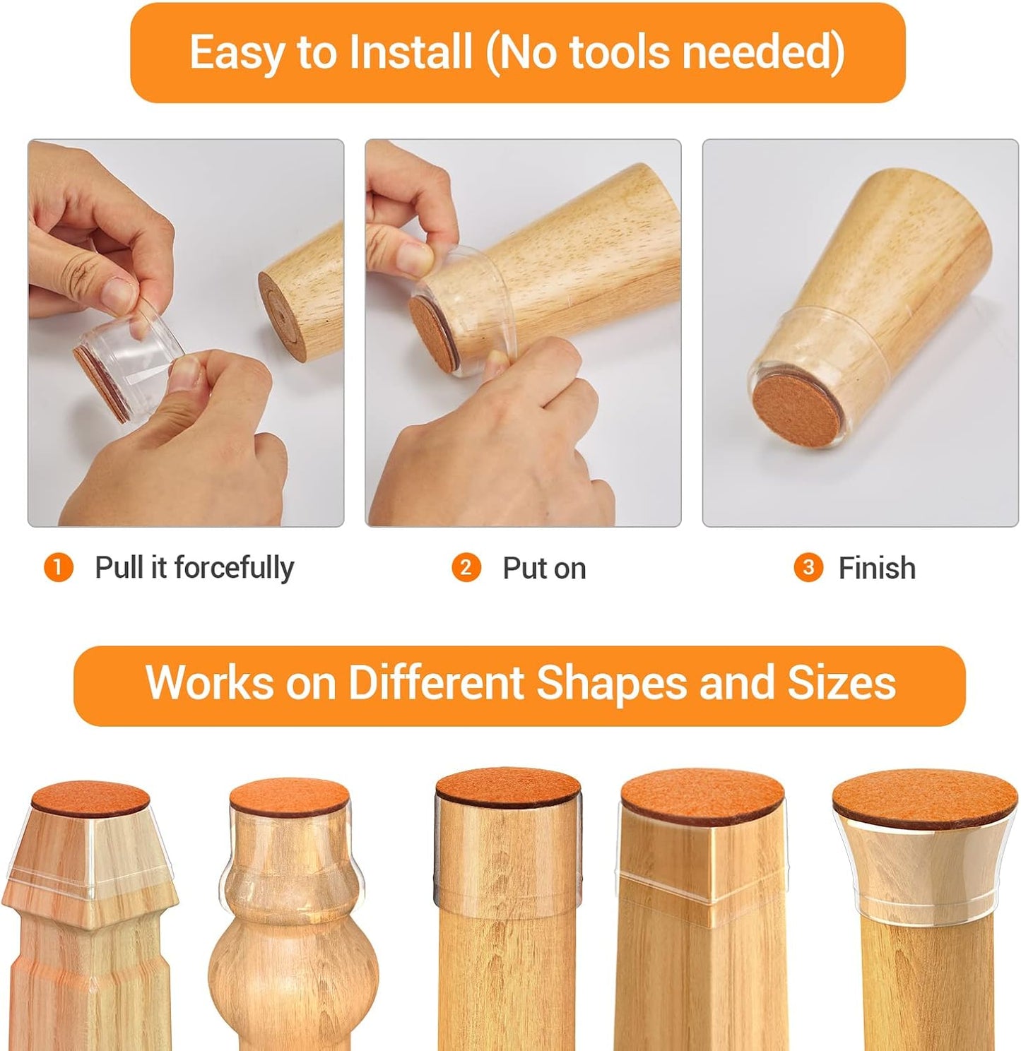 36Pcs Silicone Chair Leg Floor Protectors, Floor Protectors for Chairs, Rubber Chair Leg Caps for
