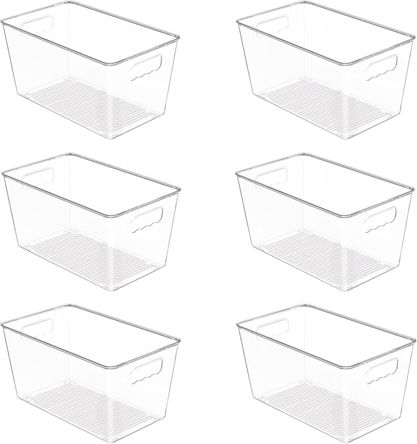 Vtopmart 6 PCS Clear Plastic Storage Bins, Pantry Organizer Containers with Handle for