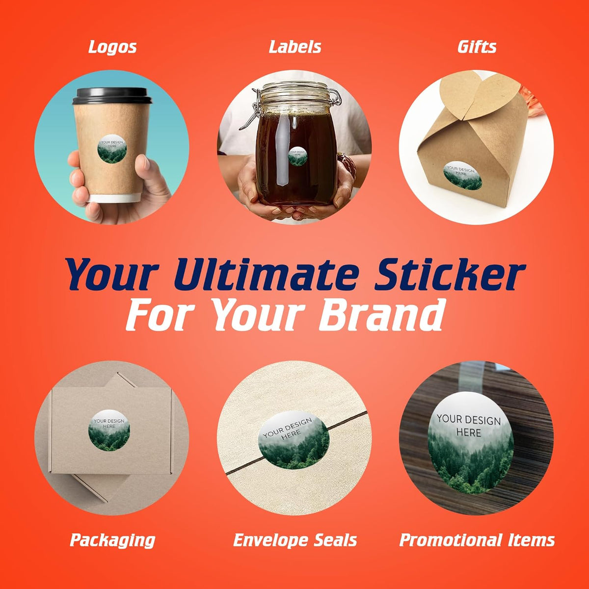 100 Custom Vinyl Stickers - Upload Your own Image, Text, Design, Logo - Personalized Logo Labels