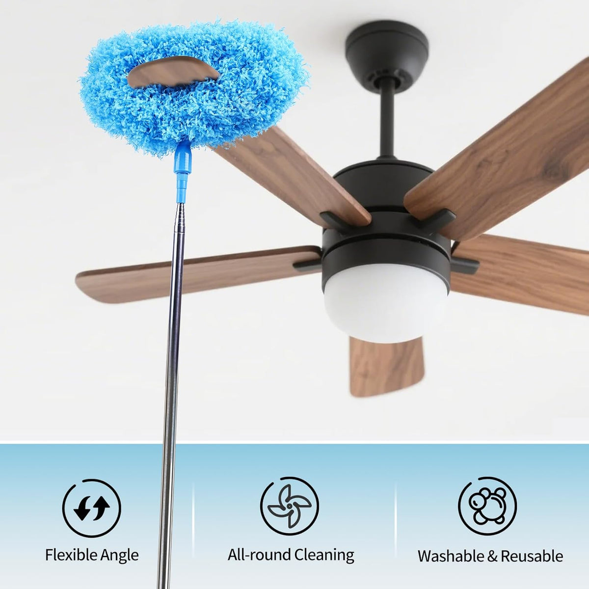 Ceiling Fan Cleaner Duster Reusable Microfiber Removable Extendable Duster with 95" Telescoping