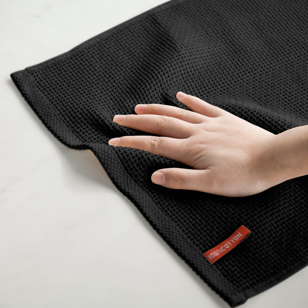 Artoid Mode 100% Cotton Black Waffle Weave Kitchen Dish Cloths, 12x12 Inch Ultra Soft Absorbent
