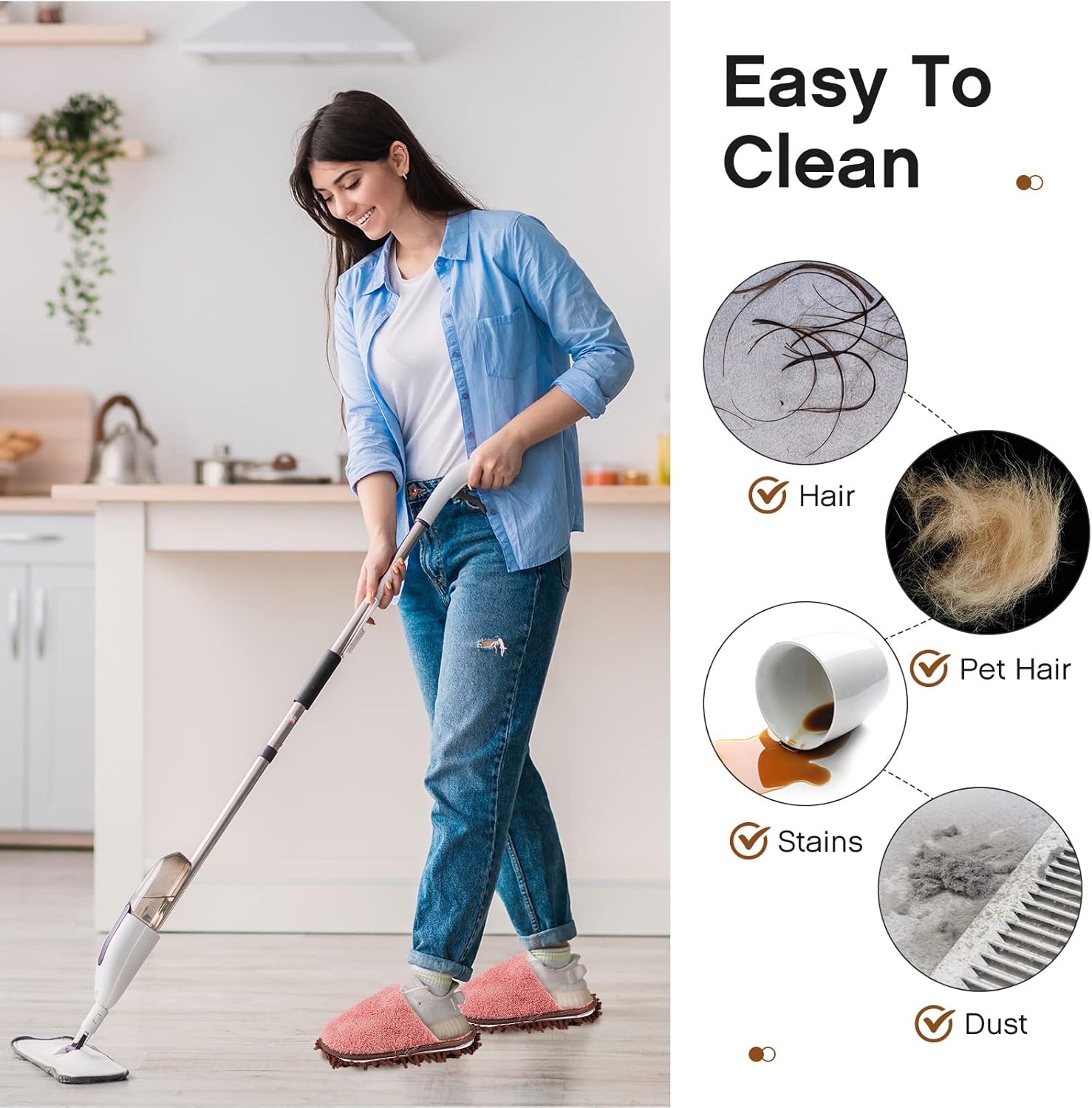 Jecery 2 Pair Microfiber Slippers Floor Cleaning Chenille Mop Slippers Base Board Cleaner Household