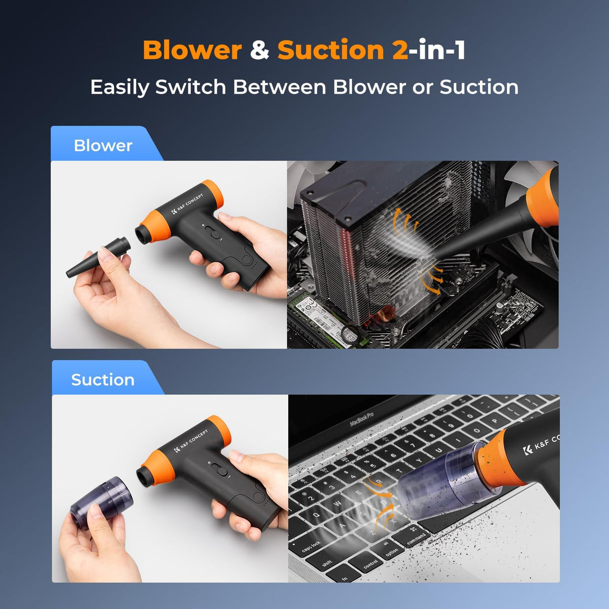 K&F Concept Blower & Suction 2 in 1 Compressed Air Duster, 150000RPM Super Power Electric Air