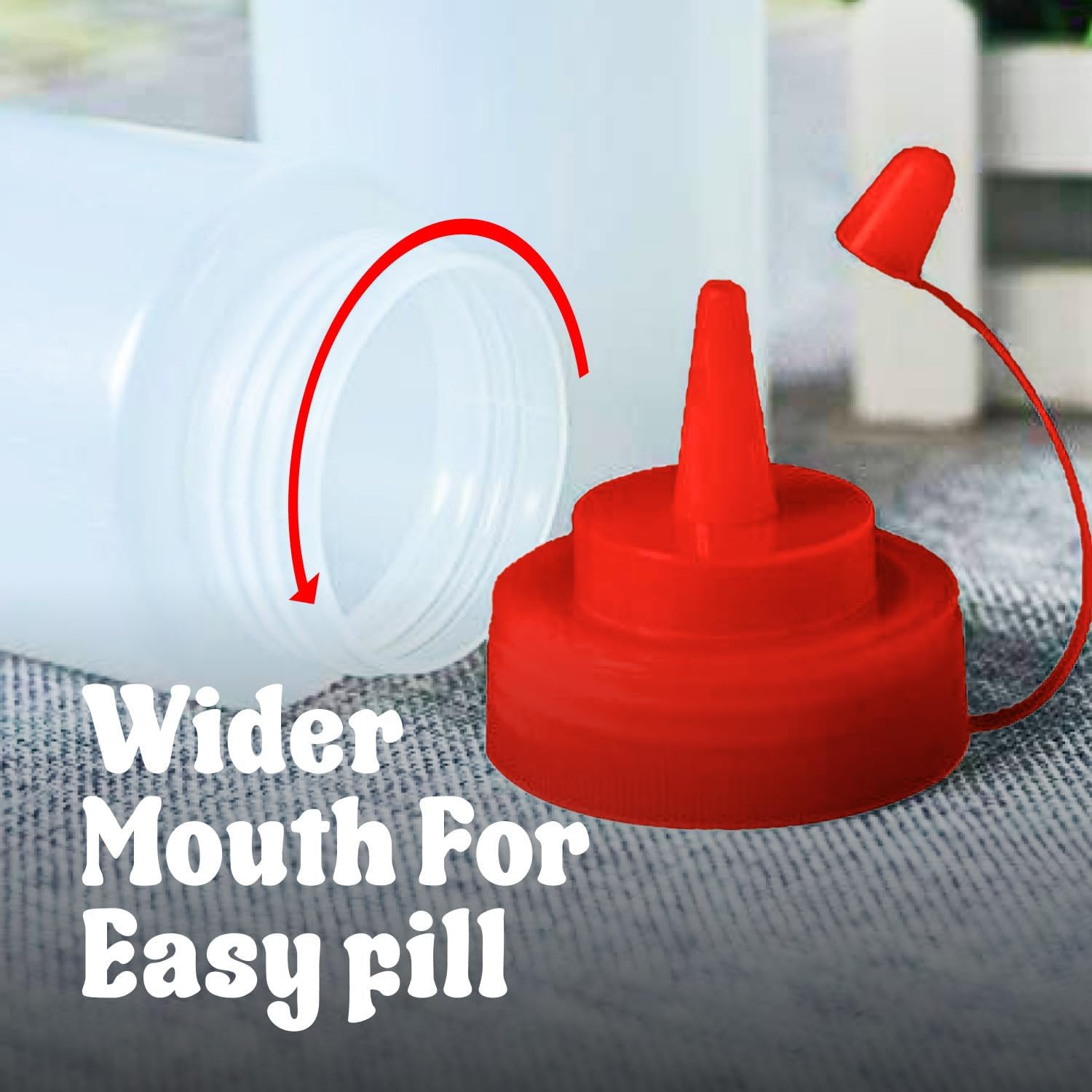 Norcalway 12 oz Condiment Squeeze Bottles for Sauces - Leak Proof Oil, Syrup, Dressing Squirt