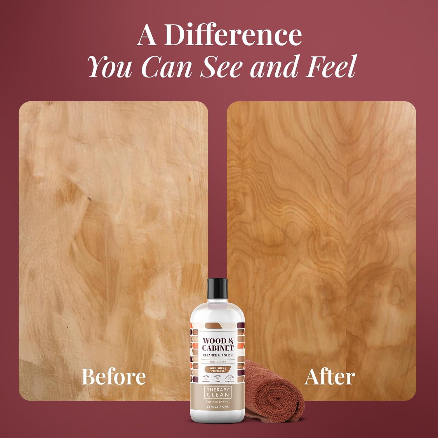 Therapy Wood Polish Bundle with Microfiber 16 oz. - Wood Furniture Polish, Best Furniture Cleaner