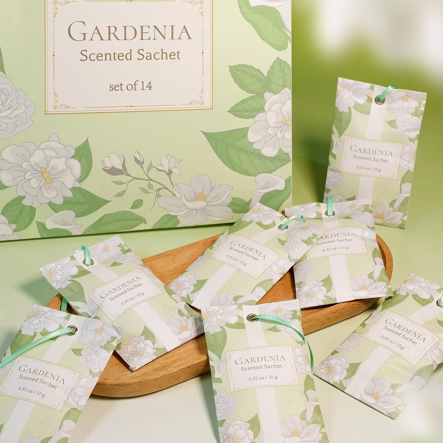 SCENTORINI Scented Sachets for Drawers and Closets, Gardenia Scent 14 Pack, Long-Lasting Sachets