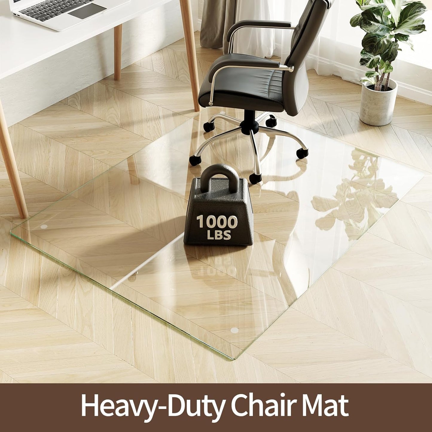 Koonmi Tempered Glass Chair Mat 60"x48" - Premium Office Chair Mat for Hardwood Floors & Low-Pile