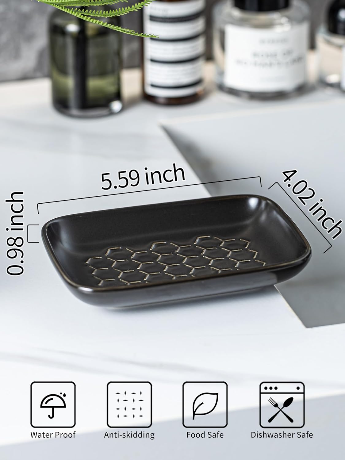 Gomakren Soap Dish for Shower, Bar Soap Holder, Ceramic Soap Dishes for Bar Soap, Halloween Sponge