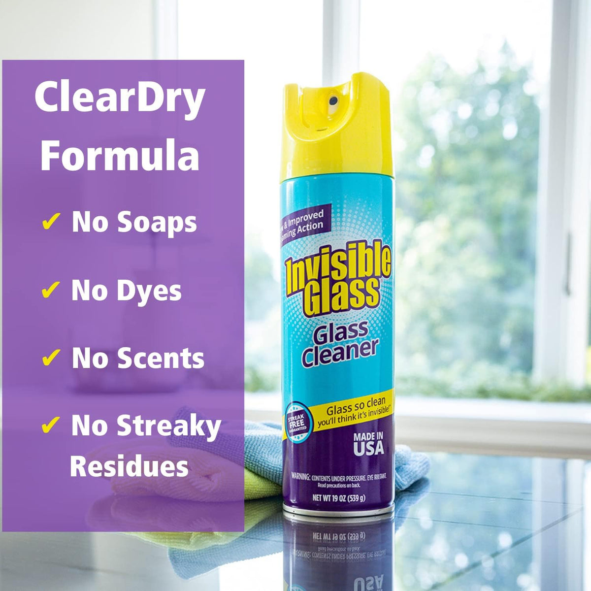 Invisible Glass 91160-6PK Premium Glass And Window Cleaner Aerosol Can Leaves Glass Streak Free And