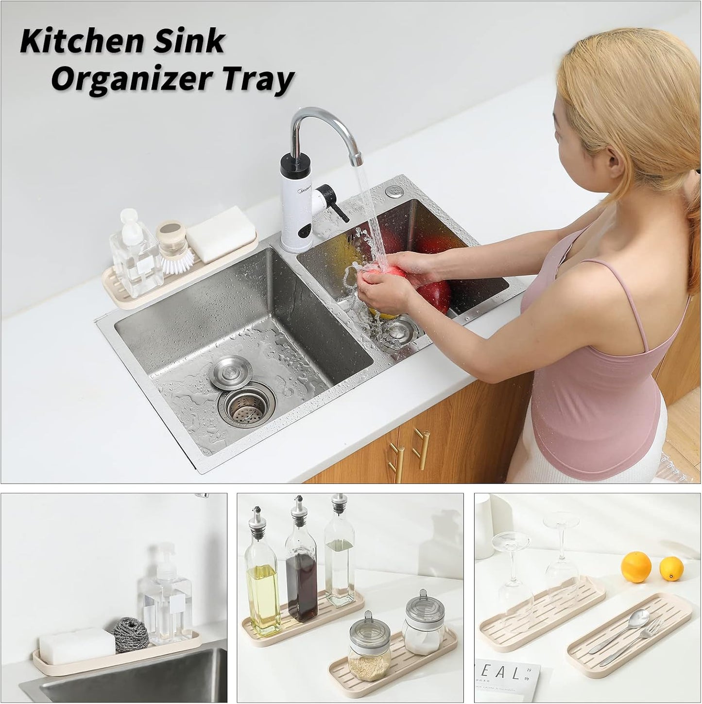 Silicone Kitchen Sink Organizer Tray for Multiple Usage,Eco-Friendly Sponges Holder for Kitchen