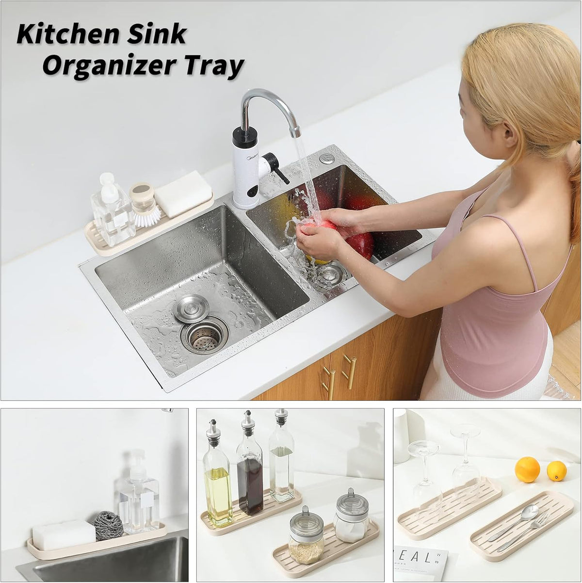Silicone Kitchen Sink Organizer Tray for Multiple Usage,Eco-Friendly Sponges Holder for Kitchen