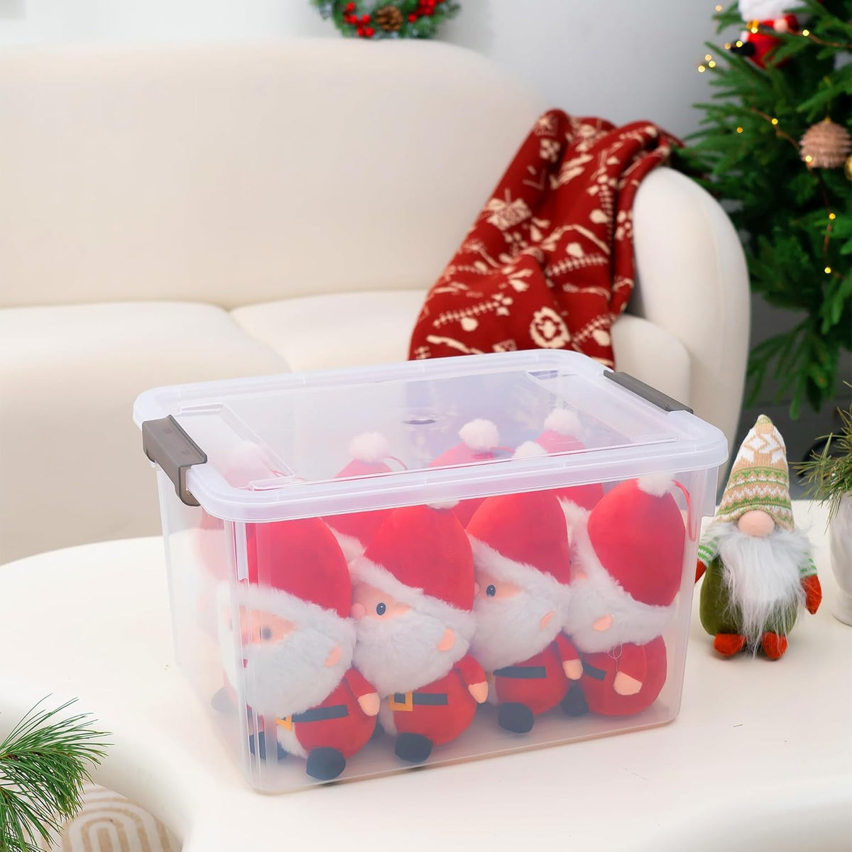 Citylife 32 QT Plastic Storage Bins with Latching Lids Stackable Storage Containers for Organizing
