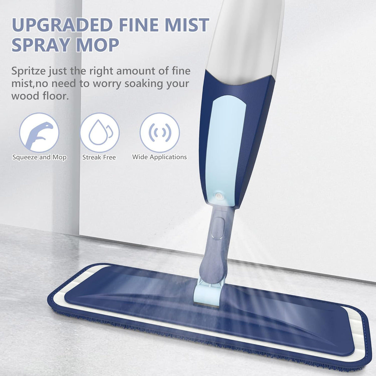 Spray Mops for Floor Cleaning, TRAV-ROUND Microfiber Wood Floor Mop with 5 Reusable Washable Pads