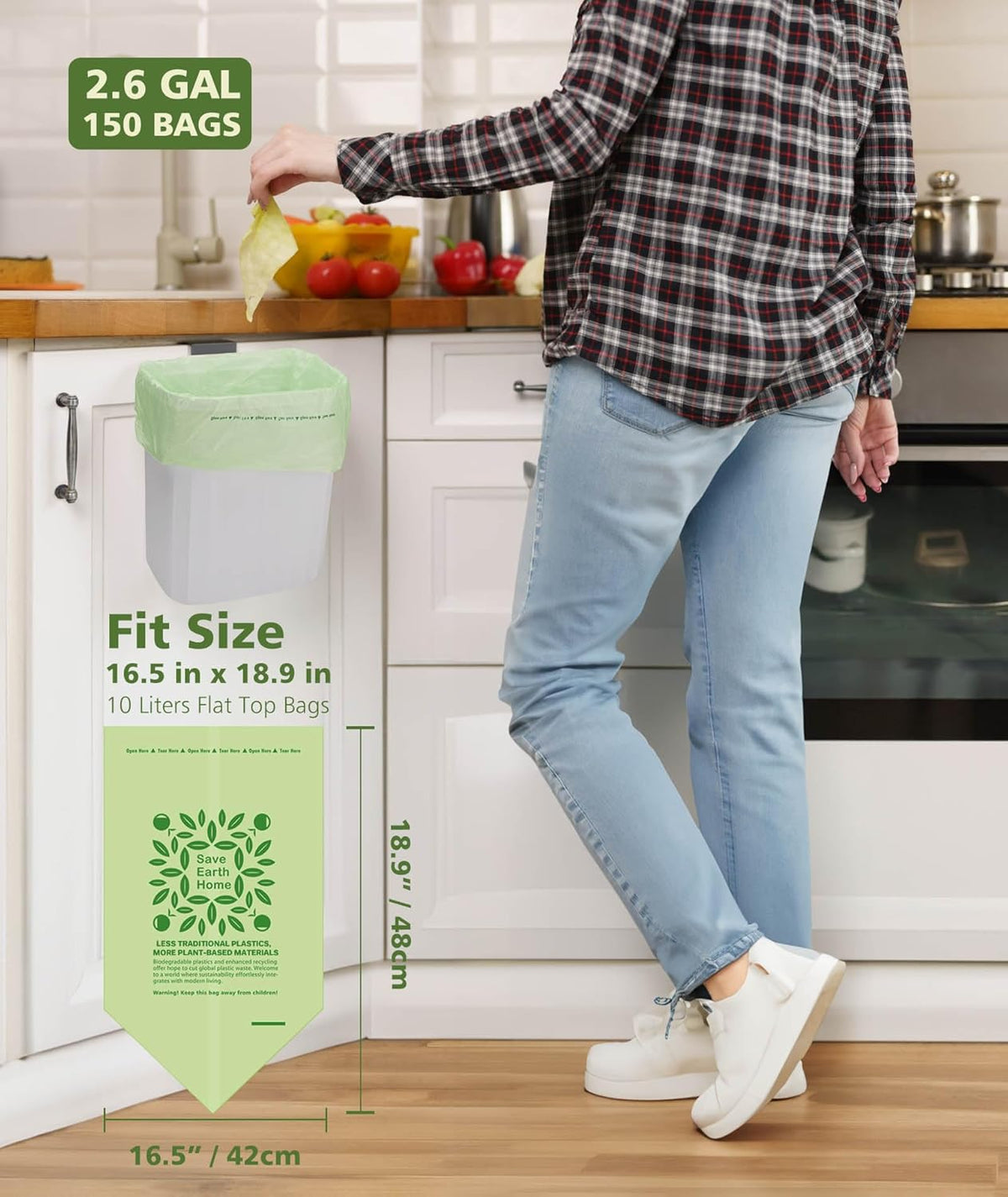 AYOTEE Small Compost Bags 2.6 Gallon Trash Bag, 150 Count Compostable Trash Bags 2.6 Gallon Compost