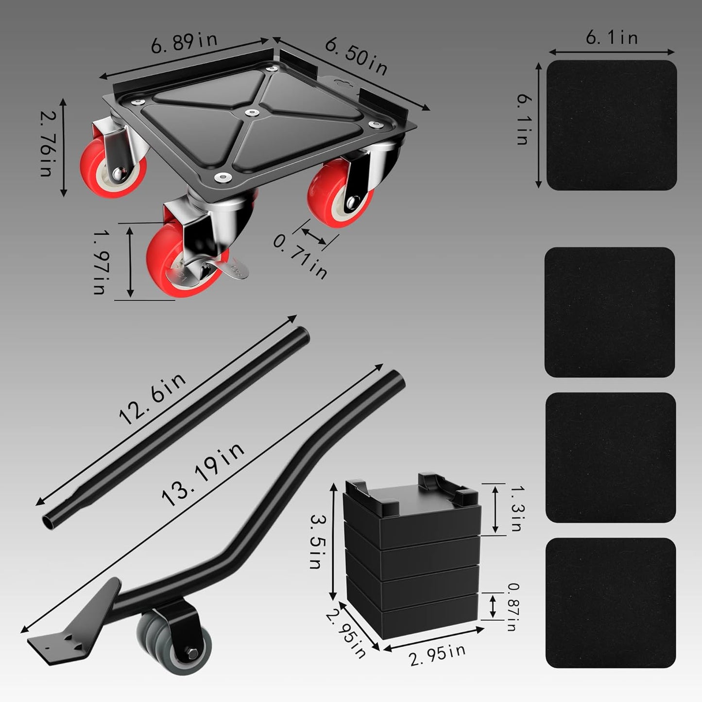 【Upgrade Large】 Furniture Dolly,Furniture Movers with 5 Wheels,Carbon Steel Panel Heavy Duty