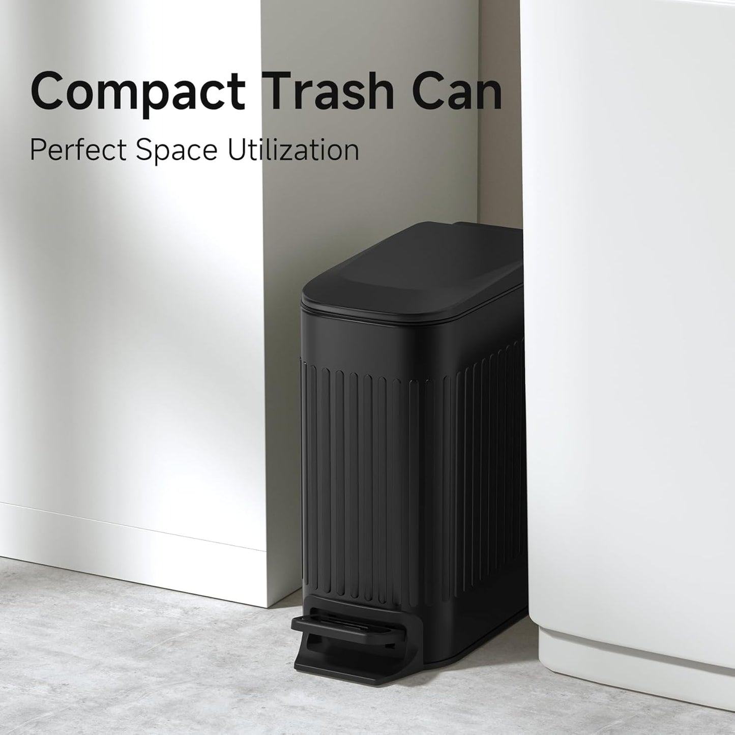 TIPGO Slim Bathroom Trash Can with Lid Soft Close, Step Pedal, 6 Liter / 1.6 Gallon Stainless Steel