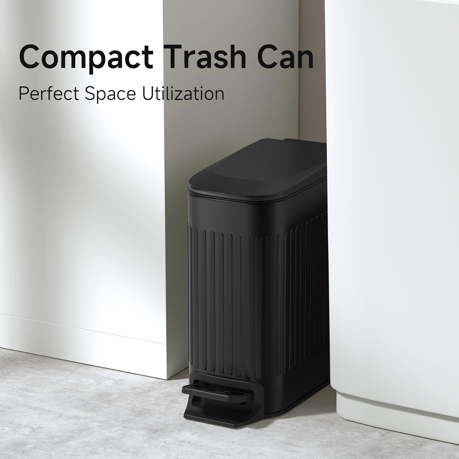 TIPGO Slim Bathroom Trash Can with Lid Soft Close, Step Pedal, 6 Liter / 1.6 Gallon Stainless Steel