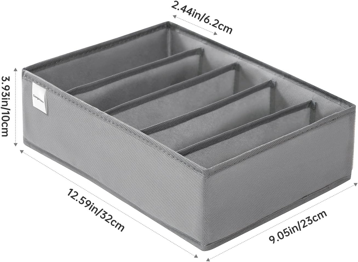 4 Packs T-shirt Drawer Organizers for Clothing,5 Grids Compartment Wardrobe Storage Box, Washable