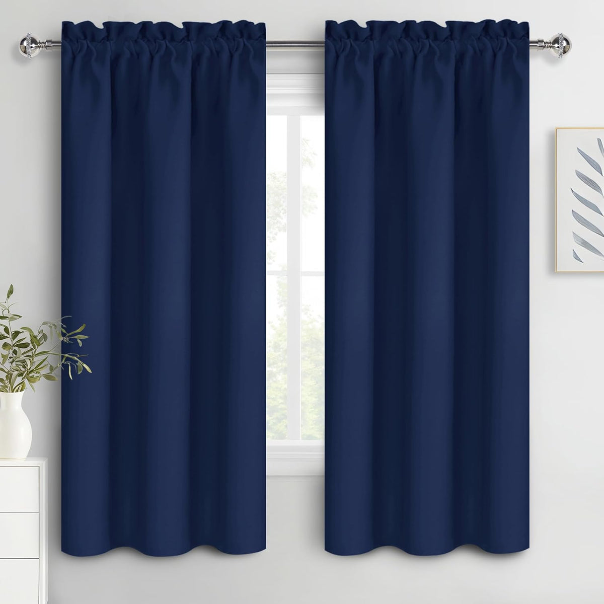 DWCN Navy Blue Blackout Curtains for Bedroom 72 Inches Long 2 Panels Set Window Drapes Thermal
