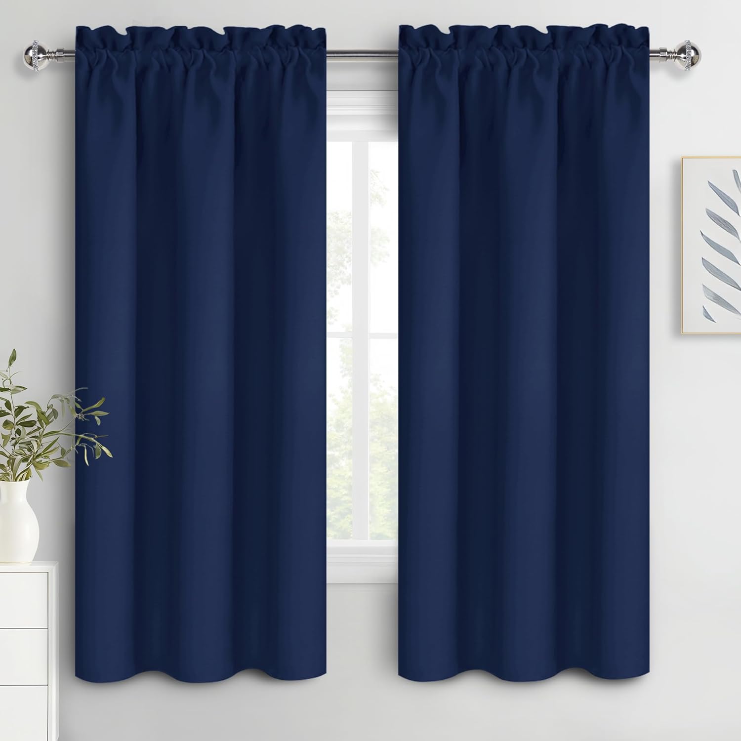 DWCN Navy Blue Blackout Curtains for Bedroom 72 Inches Long 2 Panels Set Window Drapes Thermal