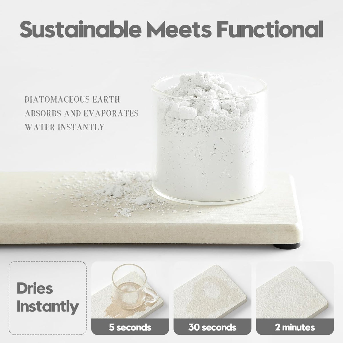 2PCS Bathroom Sink Vanity Trays, Water Absorbing Diatomite Stone Drying Soap Dish Dispenser for