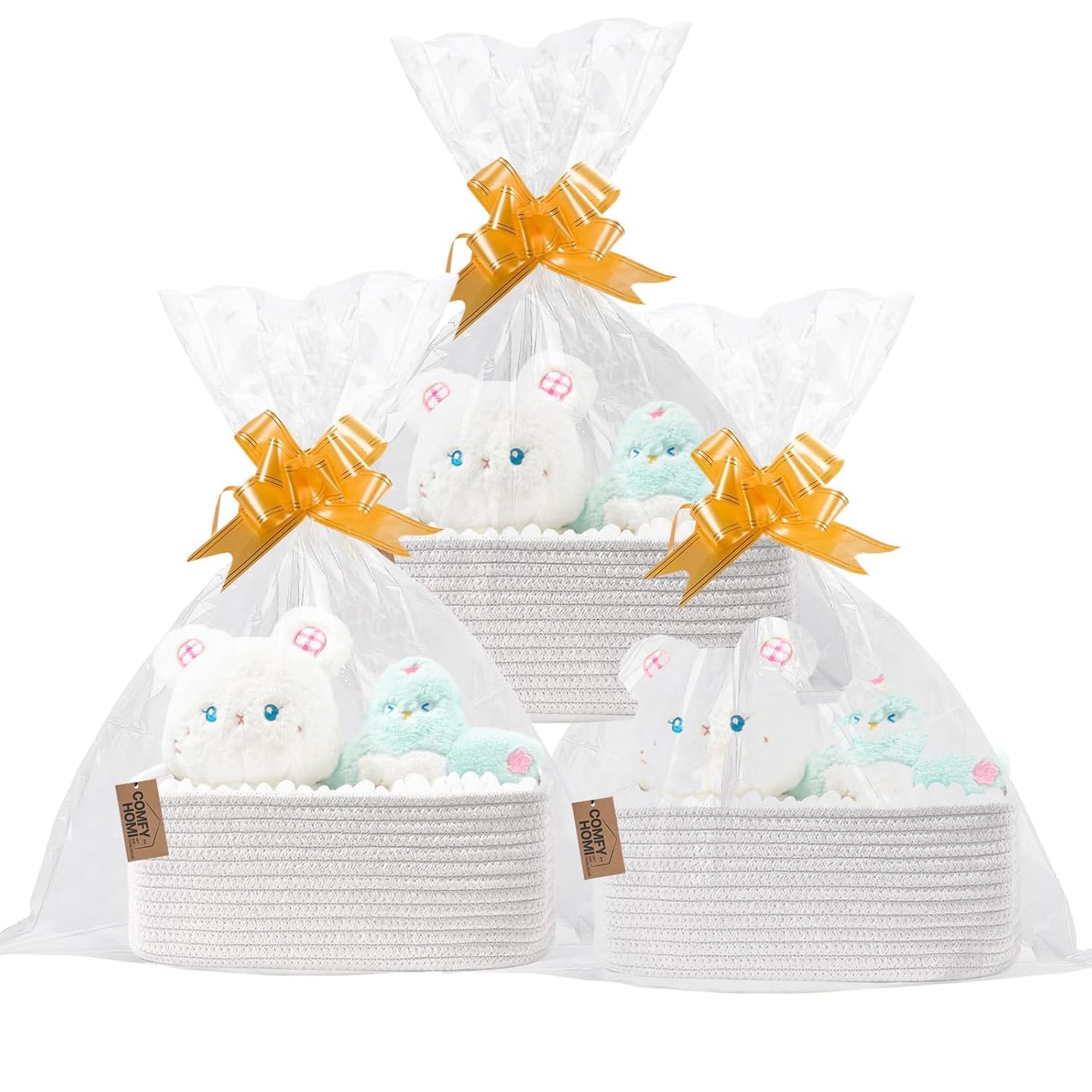 COMFY-HOMI 11.5"x7.5"x4.7" Storage Baskets for Organizing | Cotton Rope Woven Basket | Toy Storage