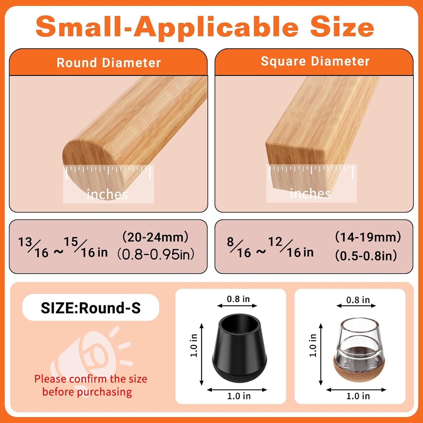 Chair Leg Floor Protectors Small 24Pcs,Silicone Chair Leg Protectors for Hardwood