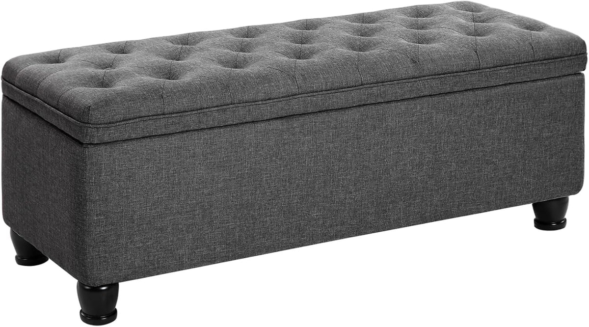 SONGMICS Storage Ottoman, Storage Bench, Tufted Entryway Bedroom Bench, 17.7 x 46.5 x 17.7 Inches